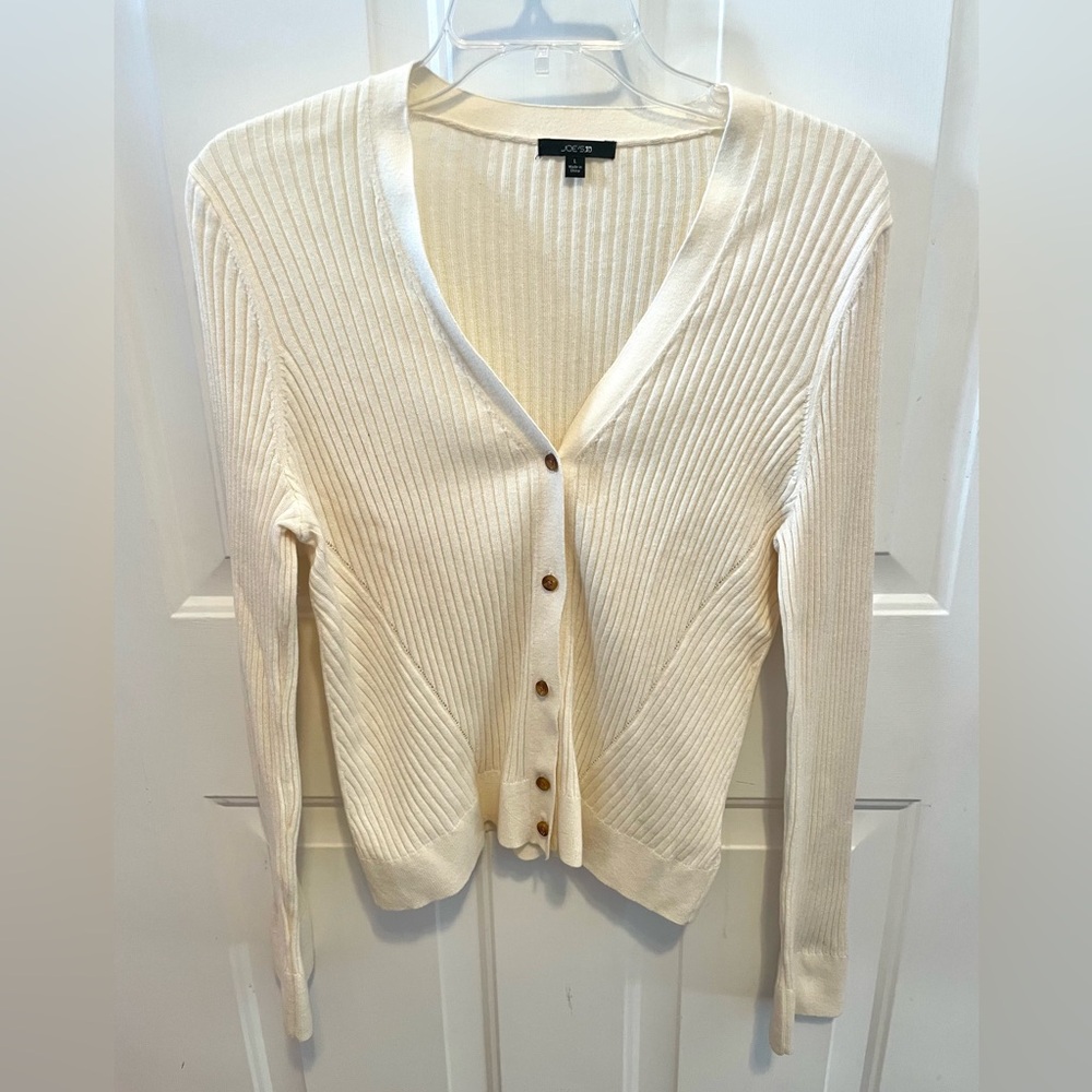 Joe’s Jeans Monray cream ribbed v-neck cardigan